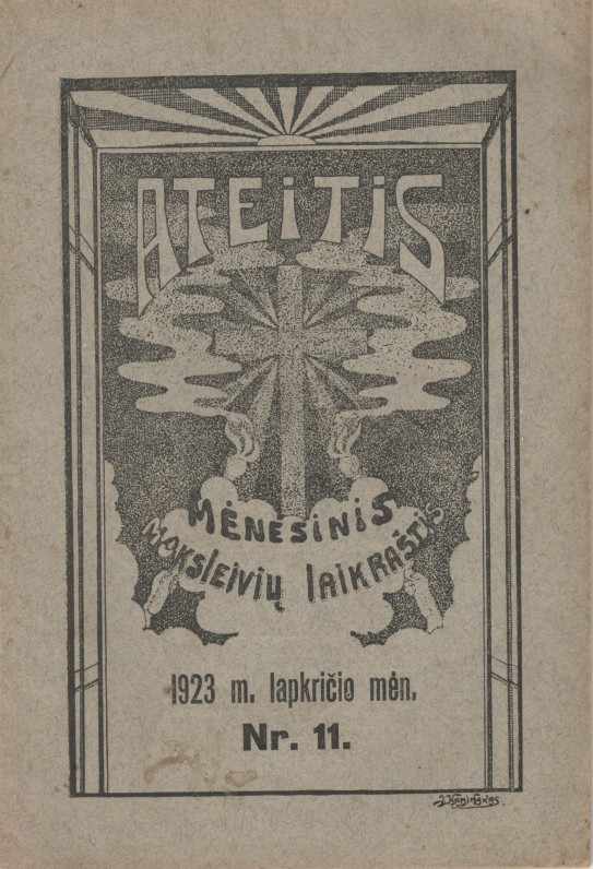 Lietuvos universiteto studentų ateitininkų mėnesinis leidinys moksleiviams „Ateitis“. Kaunas. 1923 m.