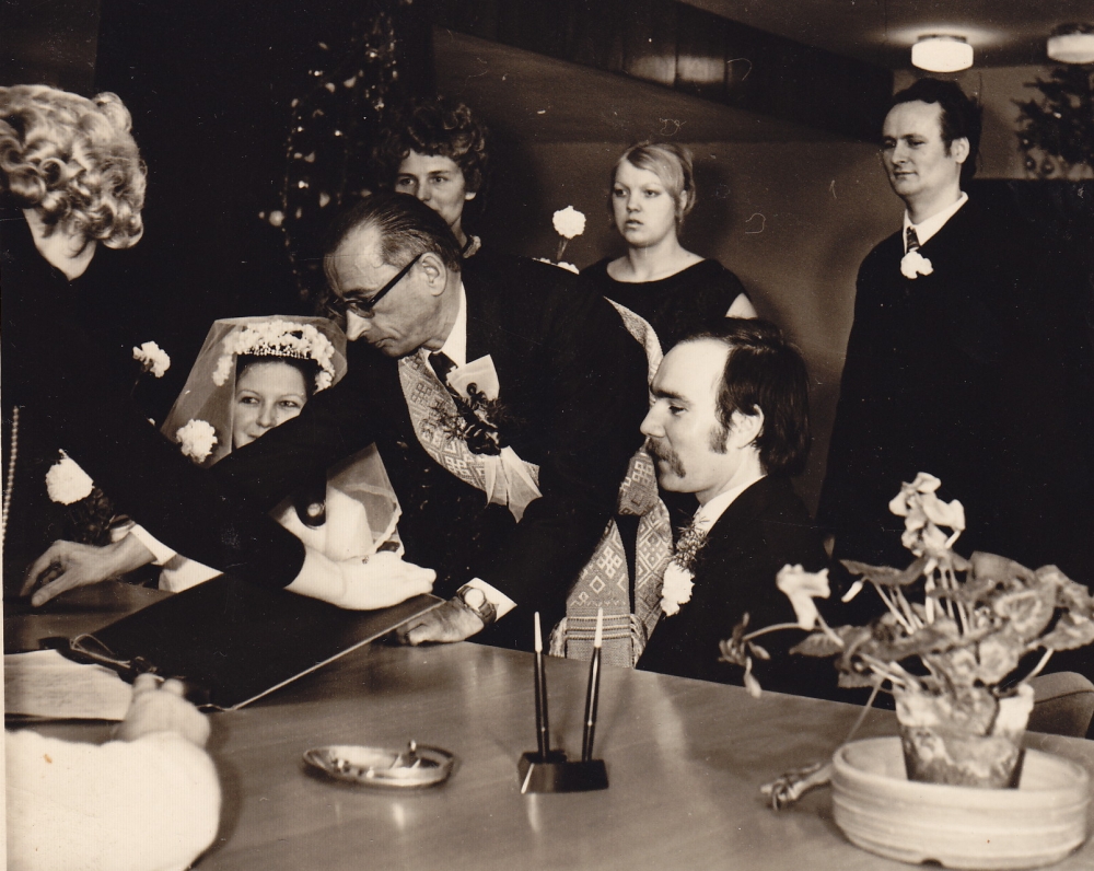 A. Baltrūnas – piršlys V. Kubilinskaitės vestuvėse. 1974 12 31