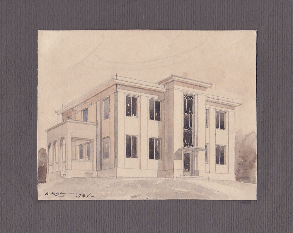 Architekto Karolio Reisono piešinys – Maironio namas Aleksote. 1931 m. | Drawing by architect Karolis Reisonas – Maironis' house in Aleksotas. 1931