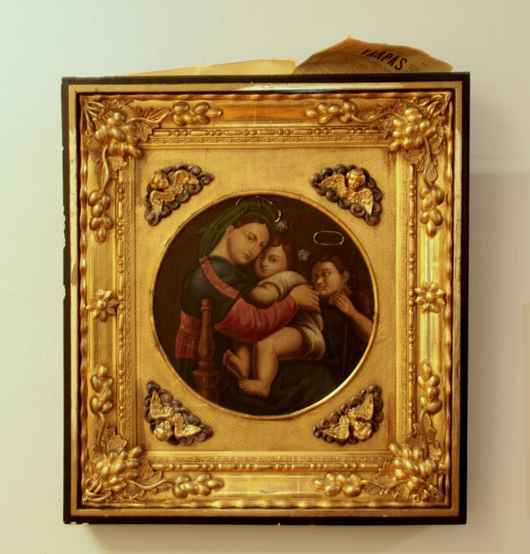 Rafaelio „Madonos“ kopija žalvario papuošime. Autorius nežinomas. XIX a. Paveikslas iš Antano Vienažindžio rinkinio