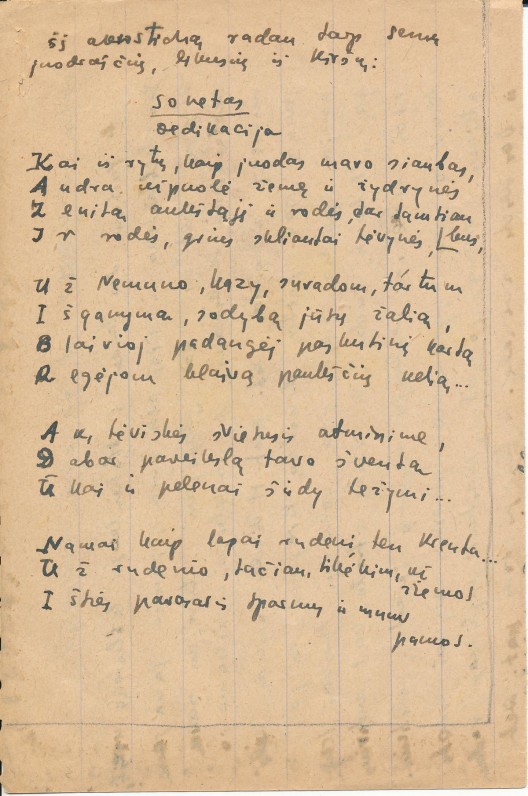 B. Brazdžionio eilėraštis – akrostichas, skirtas K. Bradūnui