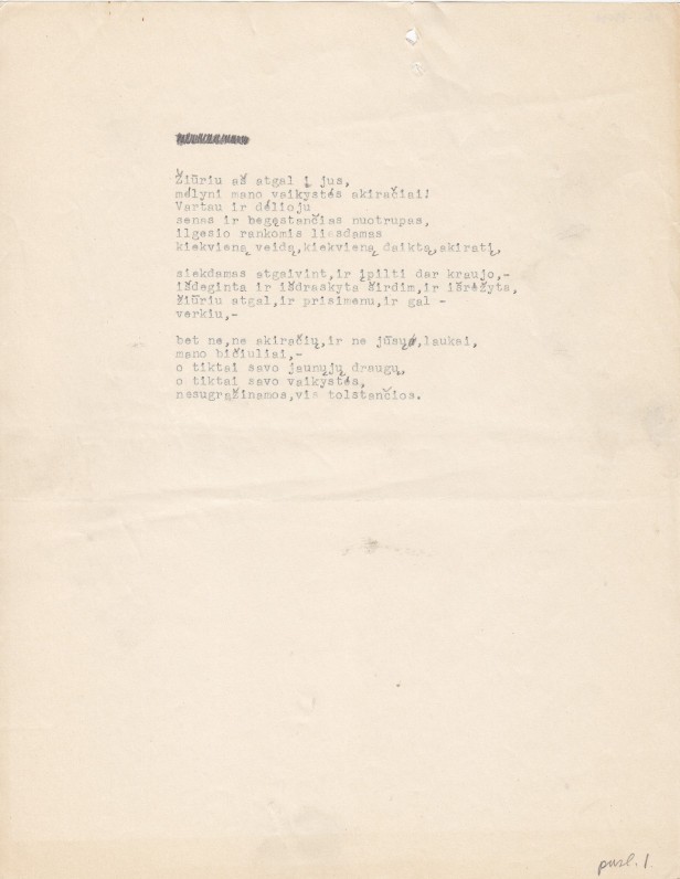 Eilėraštis iš „Semeniškių idilių“. 1947 m.