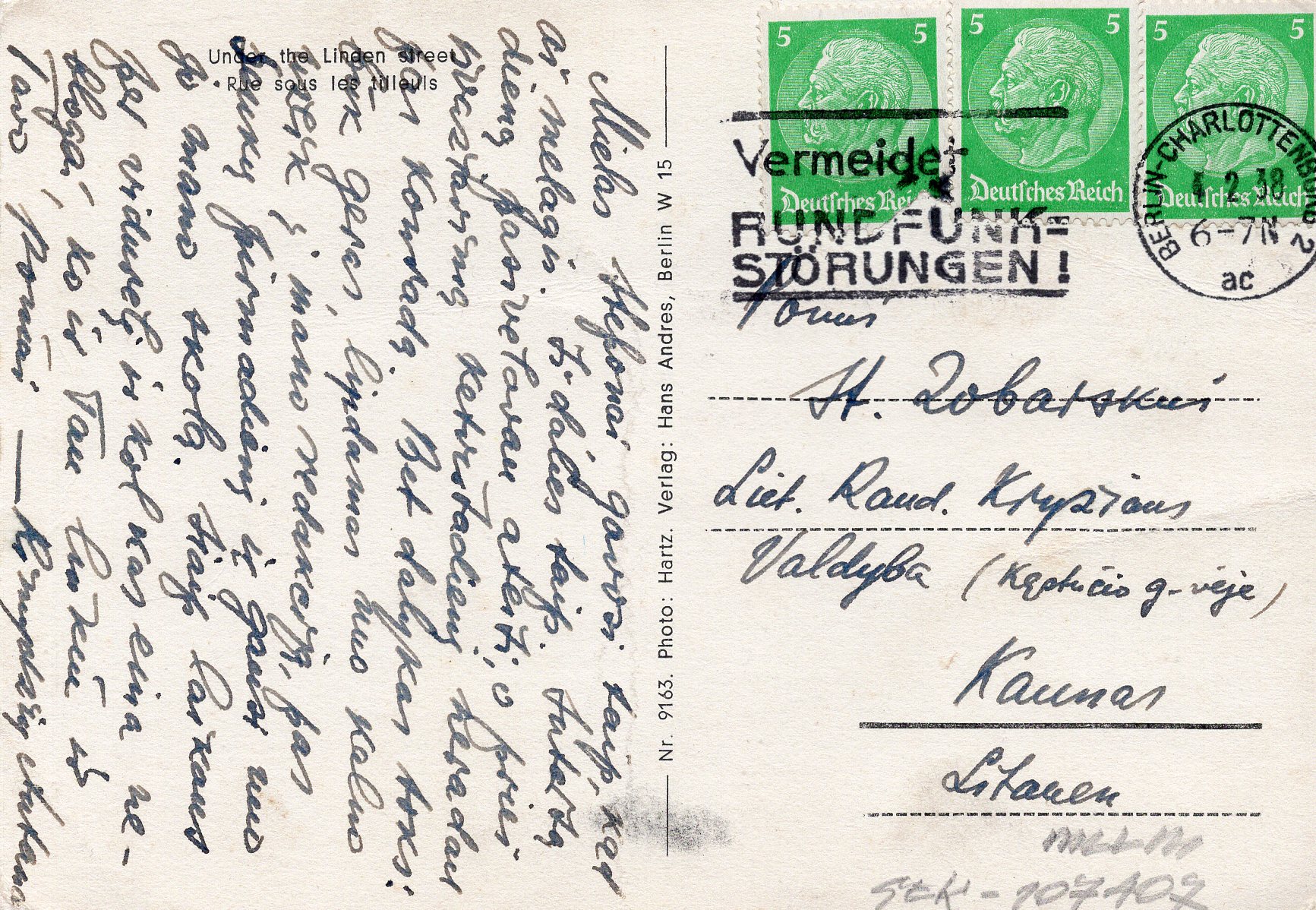 A. Rimydžio laiškas S. Zobarskui. Berlynas, 1938 m.