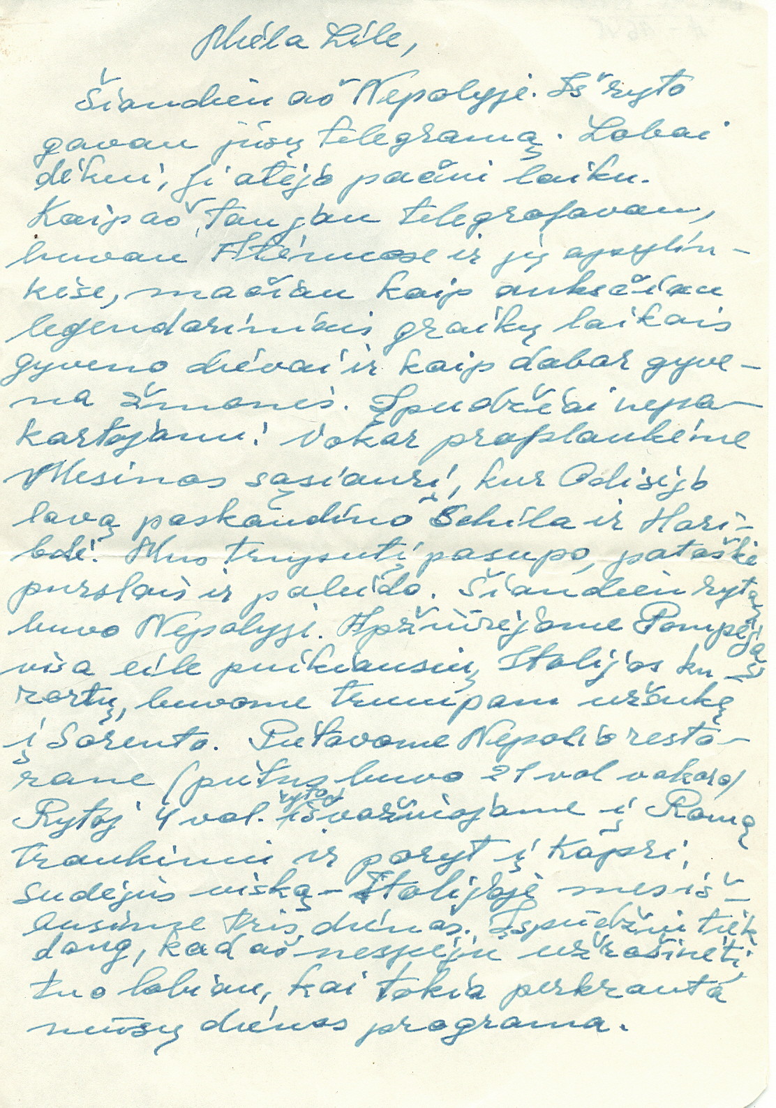 V. Mozūriūno laiškas žmonai Lilijanai. Neapolis, 1956-06-13 – RMM ĮK 15170