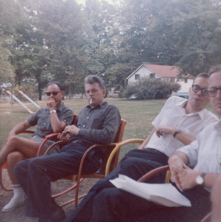 Iš kairės: A. Mackus, K. Ostrauskas, J. Šmulkšys ir V. Kavolis. Apie 1960 m. MLLM P61181