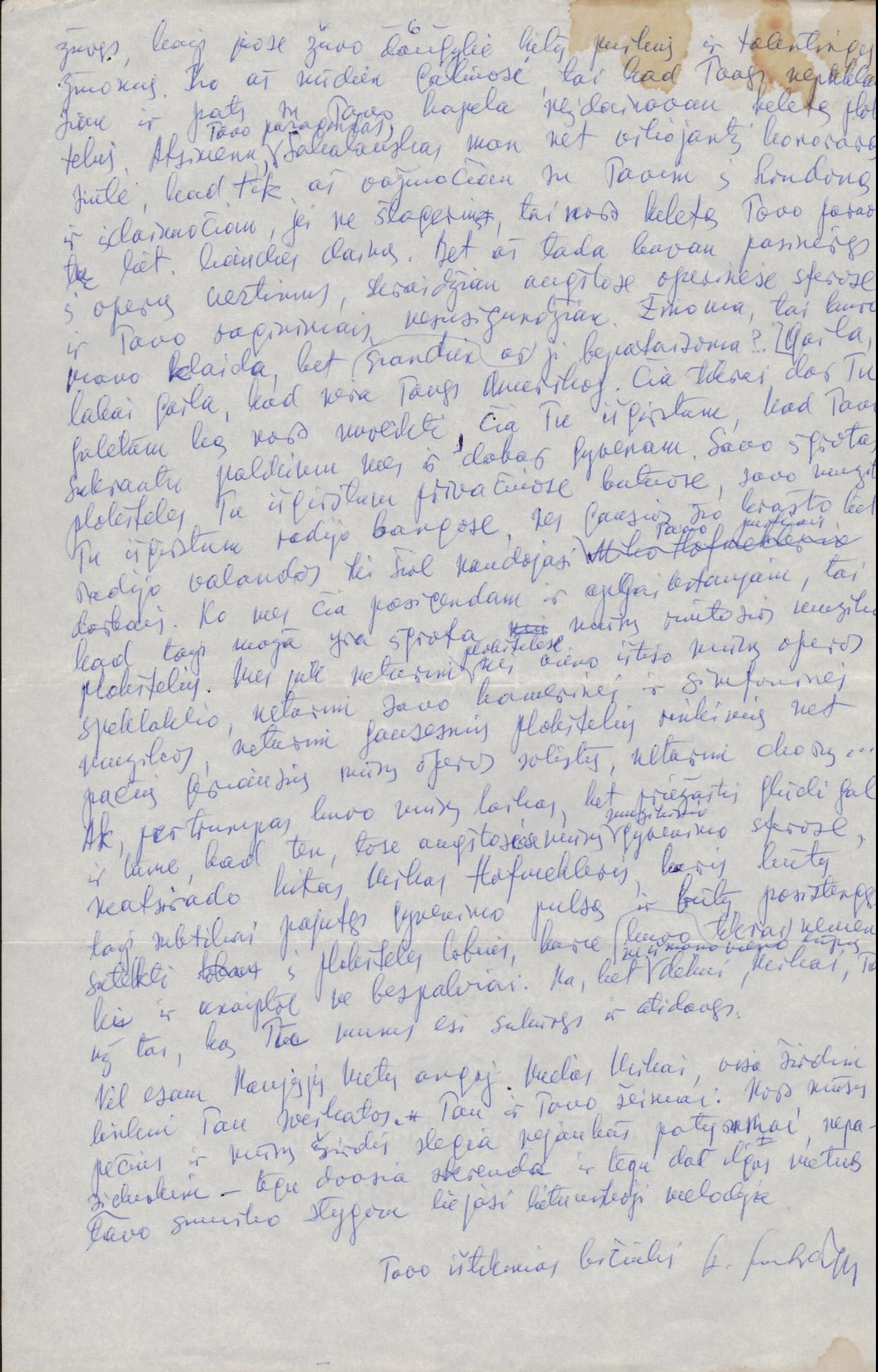 S. Santvaro atviras laiškas M. Hofmekleriui. Bostonas. 1957 m. 6 lapas