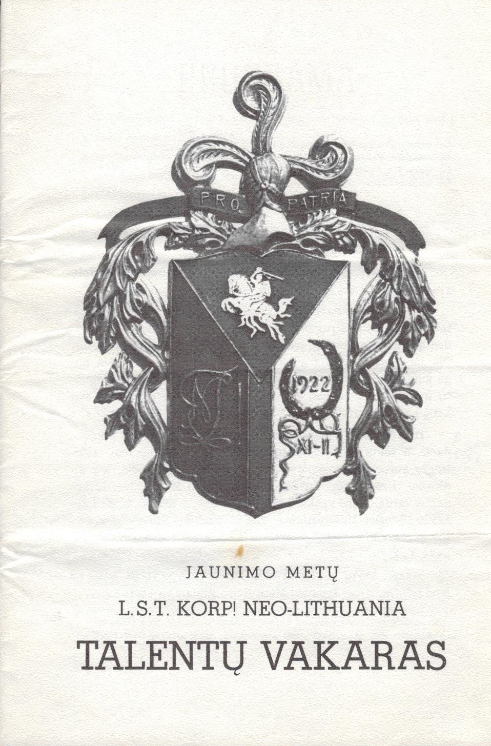 Lietuvos studentų tautininkų korporacijos Neo-Lithuania talentų vakaro bukletas. Čikaga. 1966 m. MLLM 116307