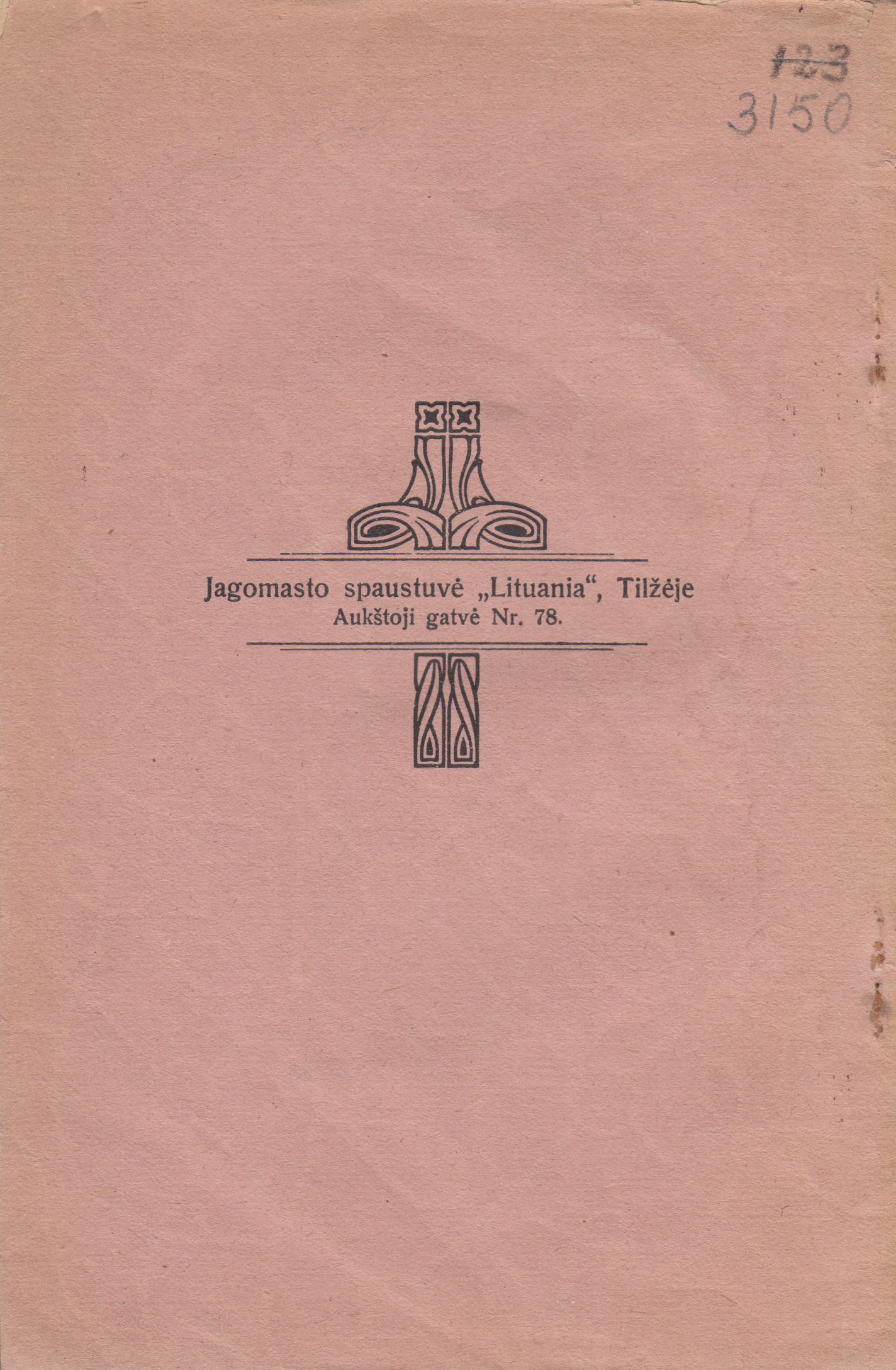 Krislelis. Iš Nemuno.. Tilžė: Jagomasto spaustuvė „Lituania“, 1920 m. MLLM 3150