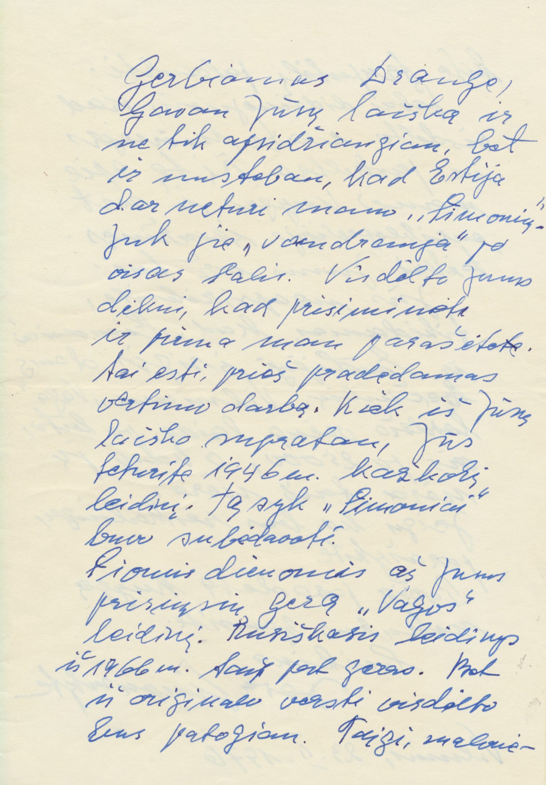 I. Simonaitytės laiškas estų vertėjui M. Loodus. Vilnius, 1976 m. MLLM 92248