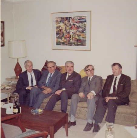 Kalifornijoje 1968 m. kovo mėn. Iš kairės: P. Raulinaitis, J. Tininis, A. Ramūnas-Paplauskas, B. Brazdžionis, J. Andrius. BBR12205