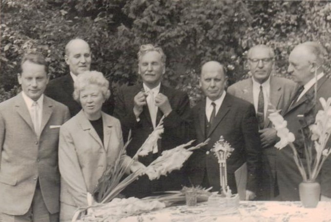 Lietuvių studijų savaitė Vokietijoje 1965 m. rugpjūčio mėn. Iš dešinės: Z. Ivinskis, J. Tininis, J. Grinius, J. Eretas, A. Grinienė.  BBR10425