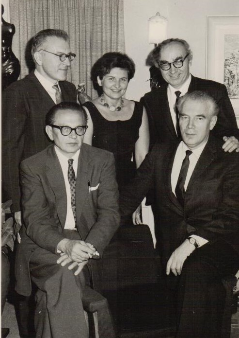 Susitikimas su A. Rannitu Kalifornijoje 1964.02.01. Iš kairės: sėdi B. Raila, A. Rannitas; stovi J. Tininis, M. Gimbutienė, B. Brazdžionis. Fotografas L. Kančauskas. BBR12097