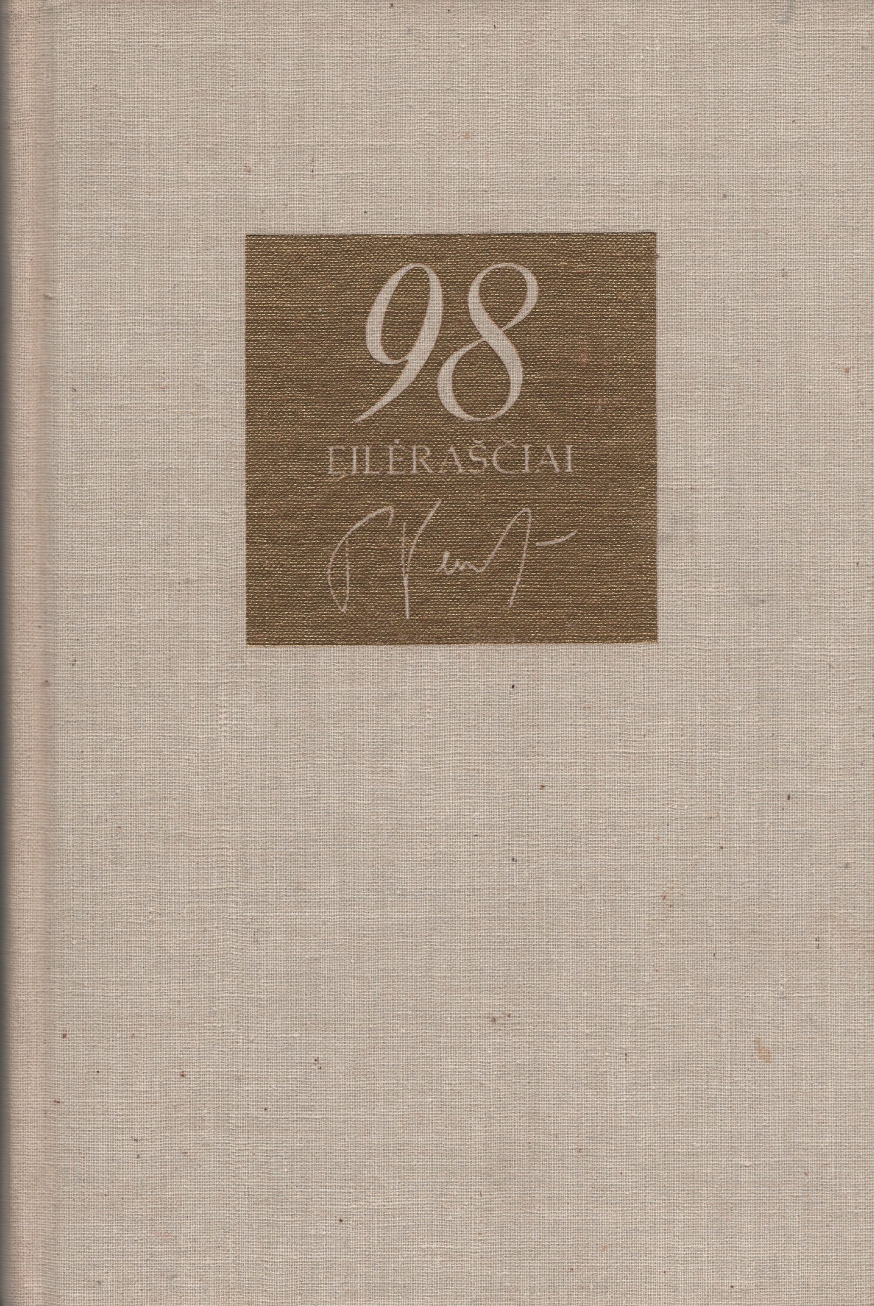 T. Venclovos eilėraščių rinktinė „98 eilėraščiai“, aprėpė visus lyg tol spausdintus ir nespausdintus eilėraščius. Čikaga, 1977 m. MLLM 127600 1