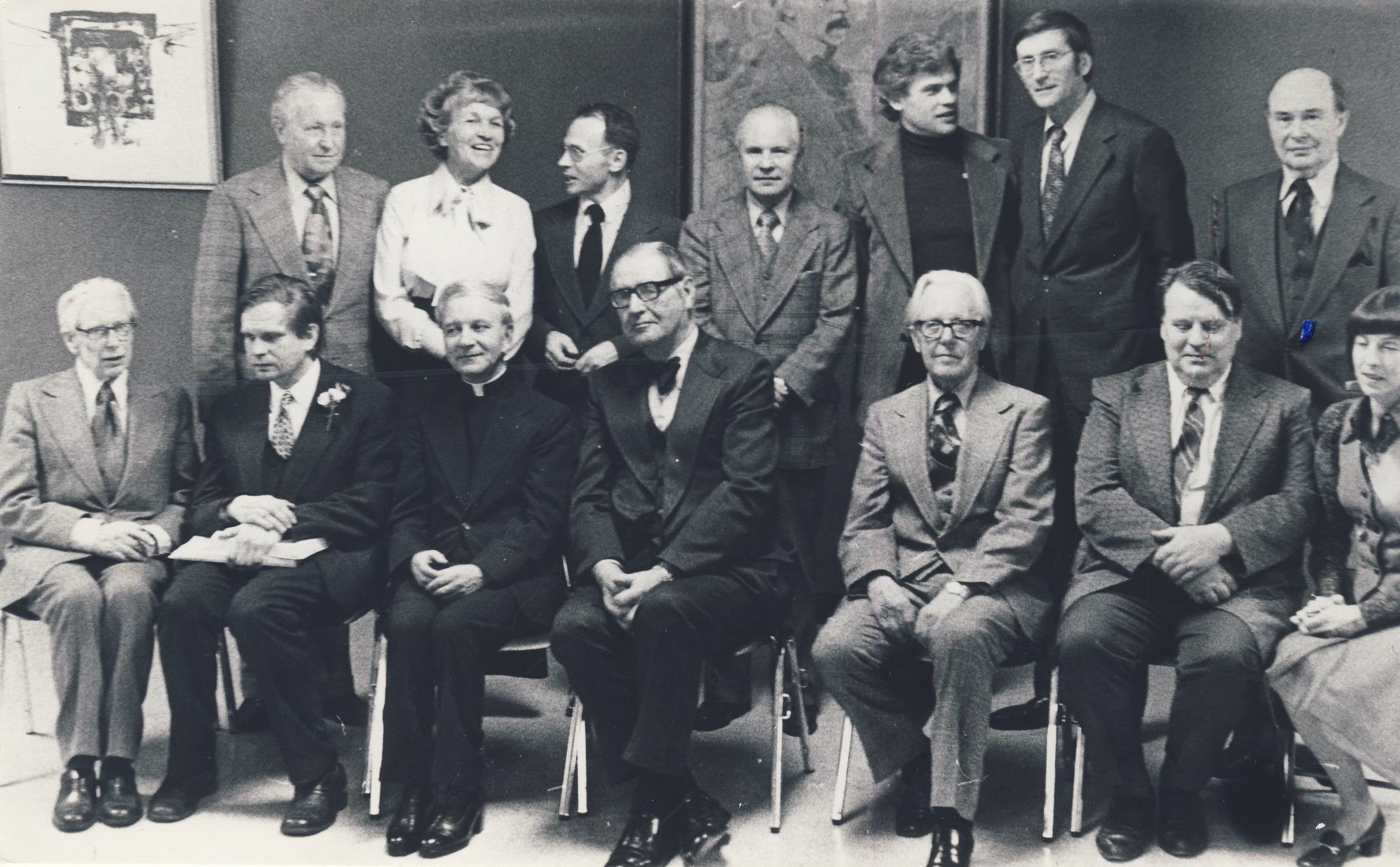 T. Venclova (antras iš kairės) su kitais renginio dalyviais. Niujorkas, apie 1980 m. V. Maželio nuotrauka. MLLM 113737