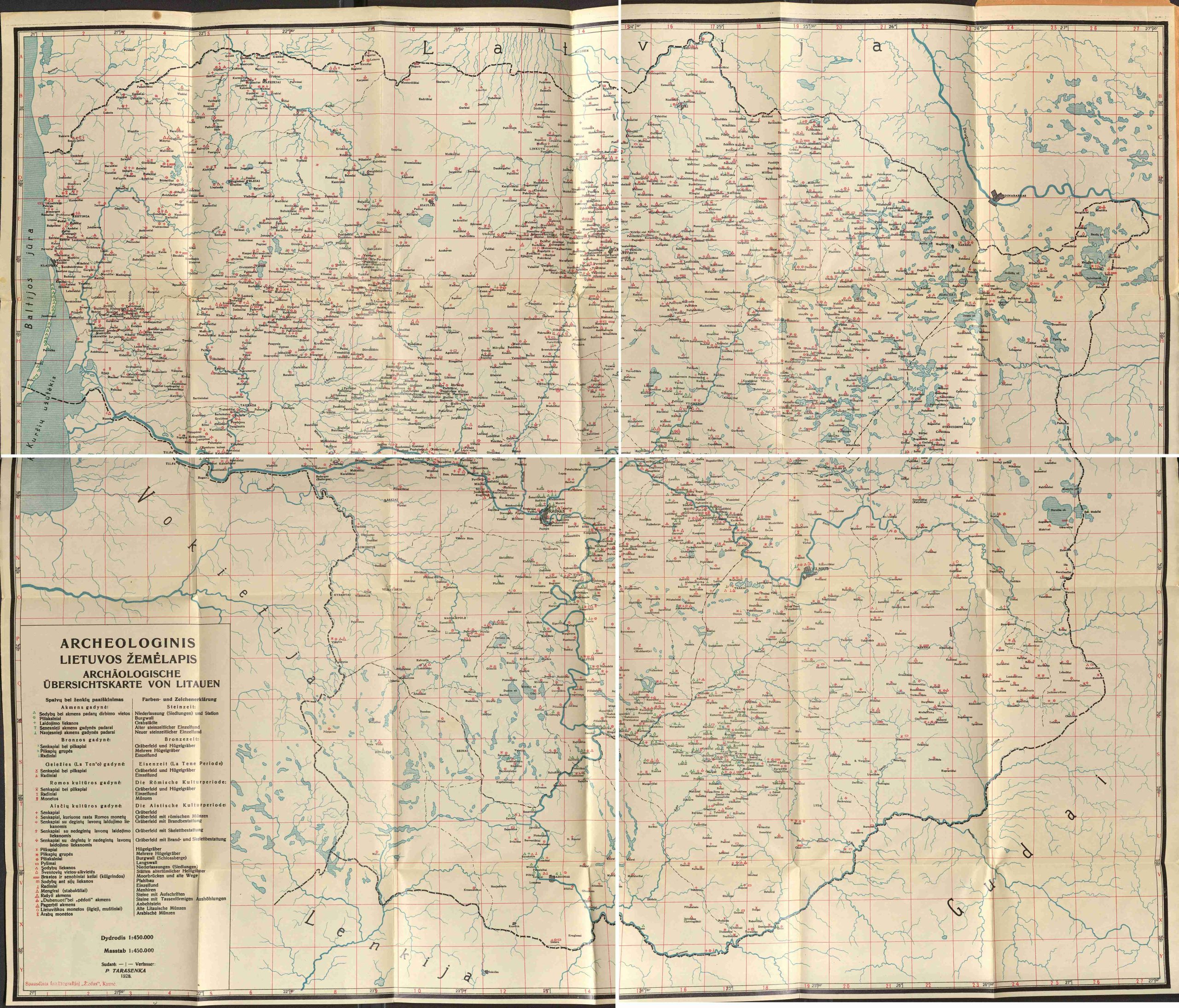 P. Tarasenka. Archeologinis Lietuvos žemėlapis. K., 1928 m. MLLM P 19463