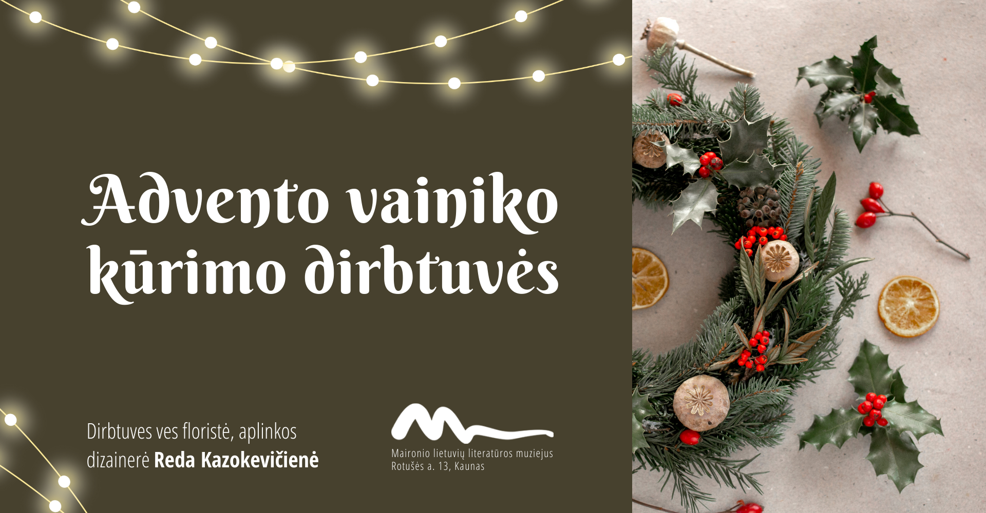 Advento vainiko kūrimo dirbtuvės