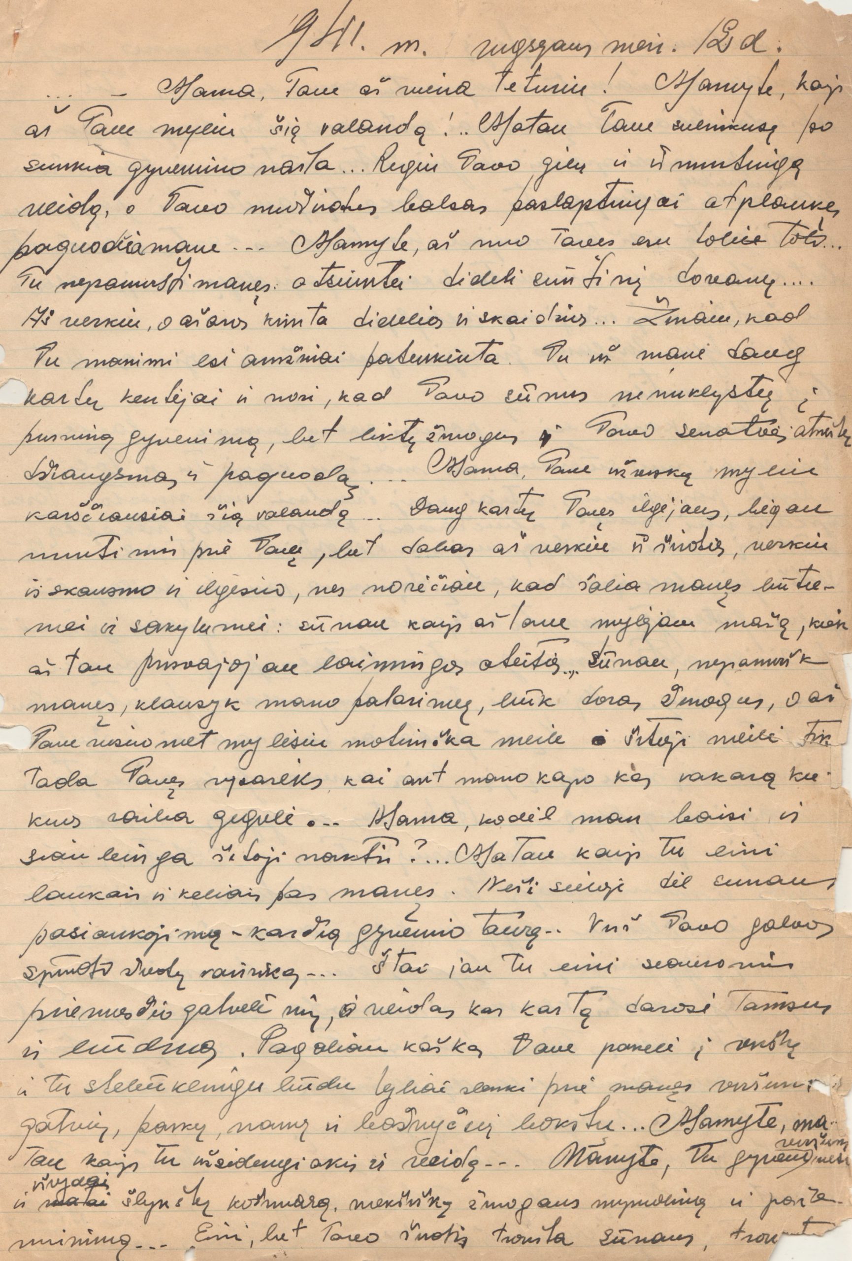 S. Džiugo dienoraščio fragmentas. 1941 m.