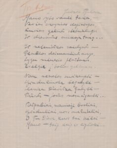 Tysliavos eilėraščių rankraštis