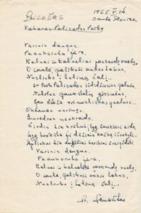 P. Lemberto eilėraštis „Peizažas”. JAV. 1965 m.