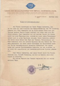 Serifikatas vokiečių k., patvirtinantis P. Lembertą buvus teisininkų draugijos nariu. 1949 m.