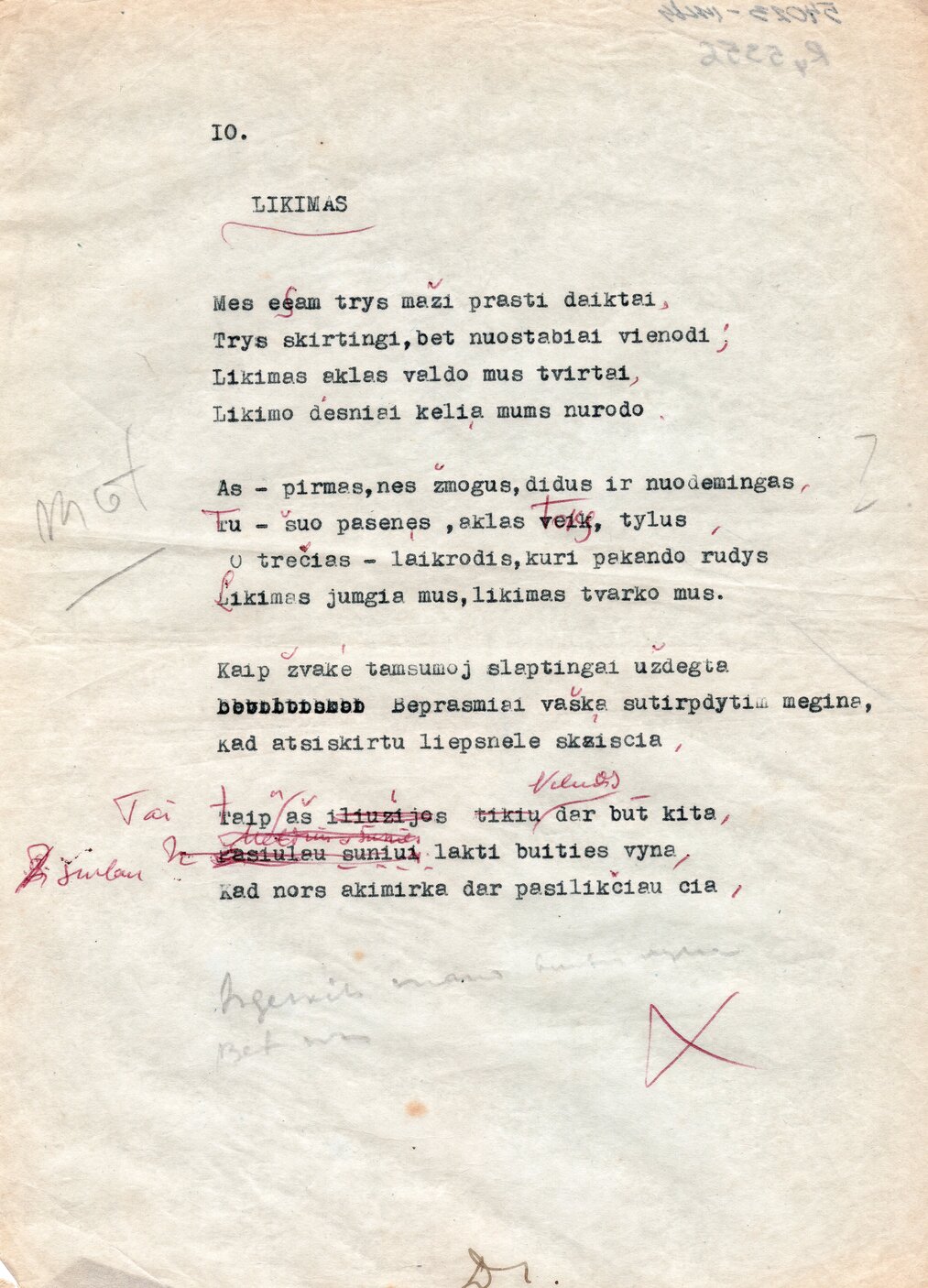 R. Portelos eil. Likimas vertimas į lietuvių kalbą. Išvertė P. Babickas, Brazilija, apie 1955 m. MLLM 54023