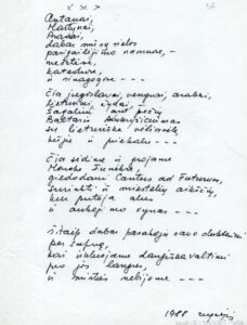 J. Švabaitės-Gylienės eilėraštis. JAV, 1988 m. rugsėjis. MLLM 78222