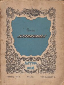 Sirokomlės atminimui. „Litwa i Rus“, 1912 m. rugpjūtis. Vilnius, F. Zavadskio leidykla. Leidinys lenkų k. MLLM 139841