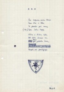 H. A. Čigriejaus eilėraščio „Prie šalpusnių jaukios šilumos…“ rankraštis. 1971 m. MLLM 131541