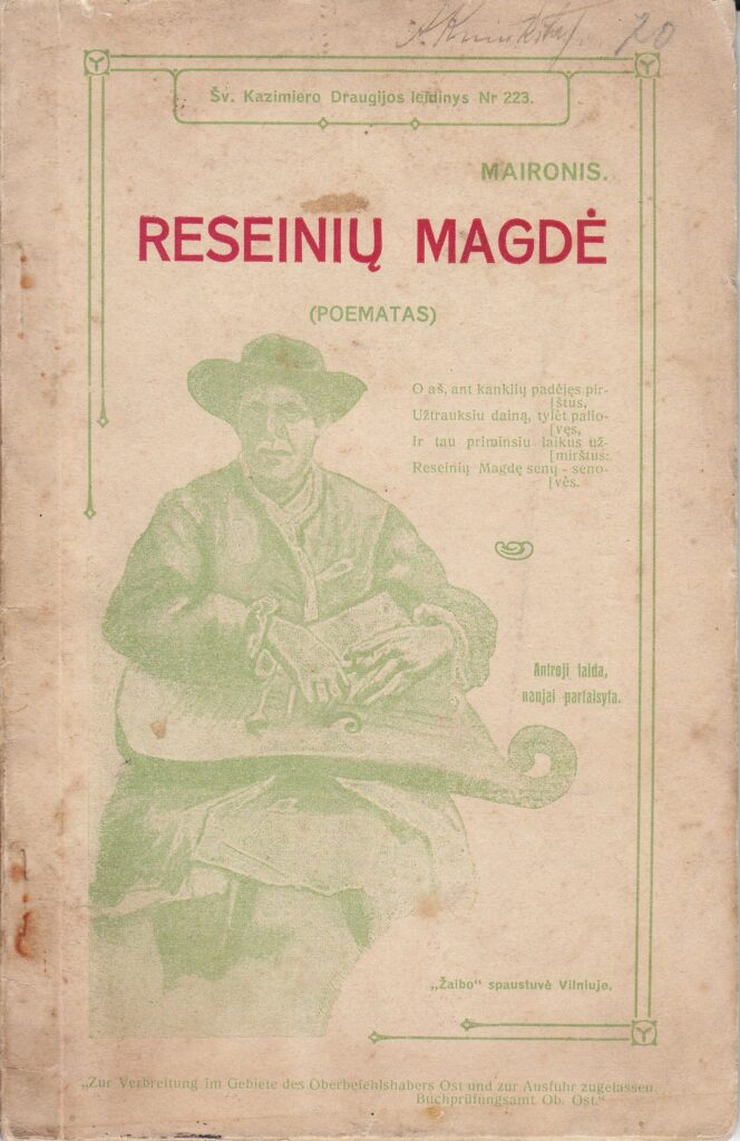 Jonas Mačiulis-Maironis „Raseinių Magdė“, Vilnius, „Žaibas“, 1918 m. MLLM 5371