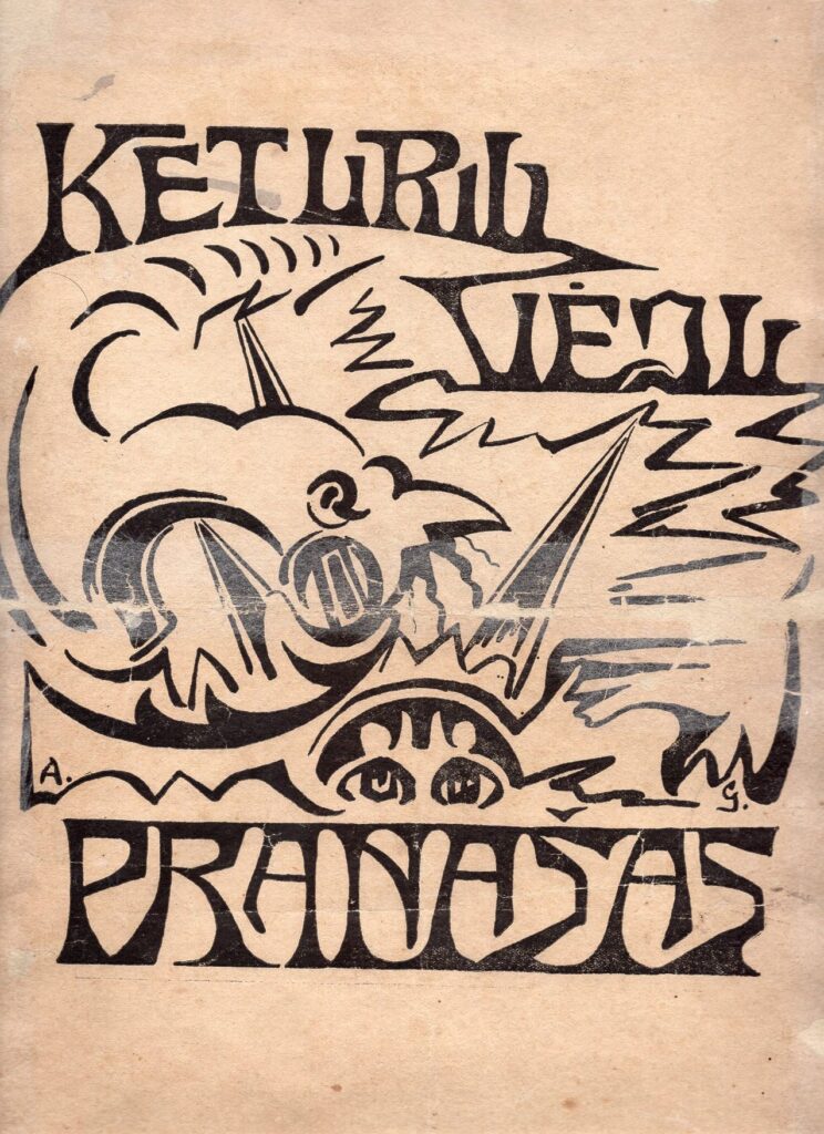 Vienkartinis leidinys ,,Keturių vėjų“ pranašas. Kaunas, 1922 m. Viršelis dail. A. Galdiko. MLLM 27403