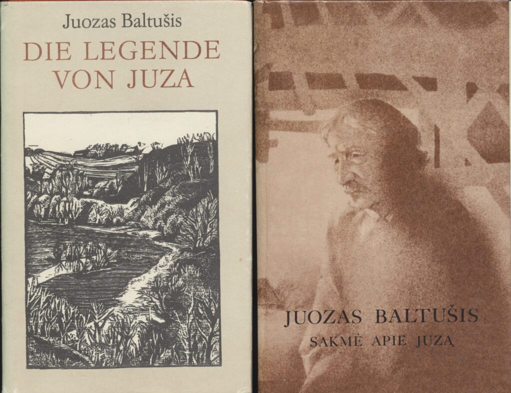 Paskutinysis J. Baltušio romanas „Sakmė apie Juzą“. Lietuviško romano leidimai buvo pakartoti 6 kartus ir vis išgraibstomi, knyga sulaukė nemažai vertimų į kitas kalbas, tarp jų – ir į vokiečių k. MLLM 28024; MLLM 39308
