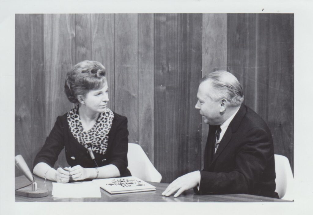 N. Jankutė su K. Bradūnu televizijoje. 1967 m. MLLM 78626