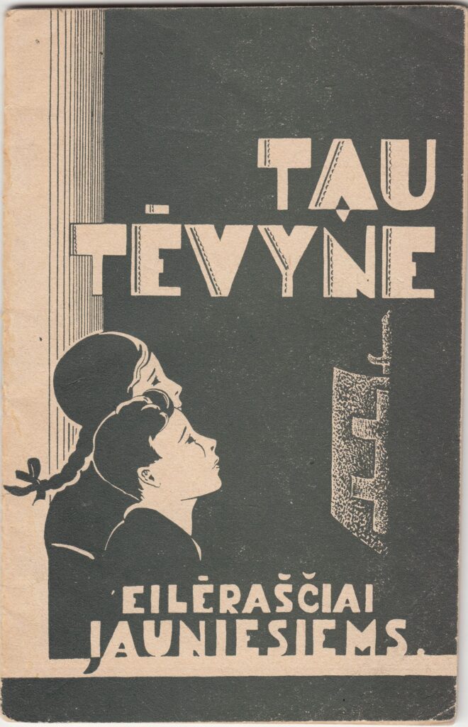 M. Grigonis. „Tau tėvyne. Eilėraščiai jauniesiems. Marijampolė, Marijonų spaustuvė. 1938 m. MLLM 8802