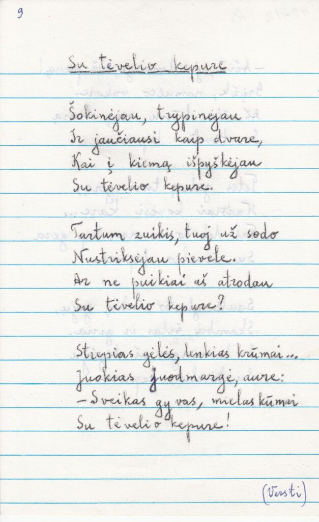 L. Žitkevičiaus eilėraštis „Su tėvelio kepure“. MLLM 40412_9