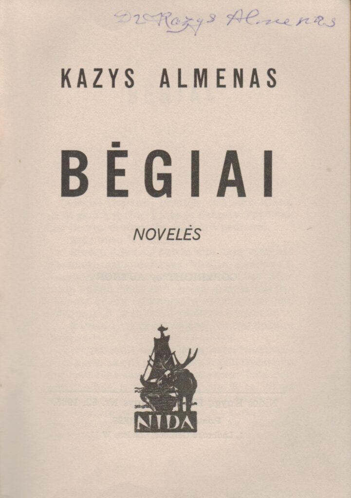 K. Almenas. Bėgiai: novelės. – London: Nida, 1965. MLLM 31971