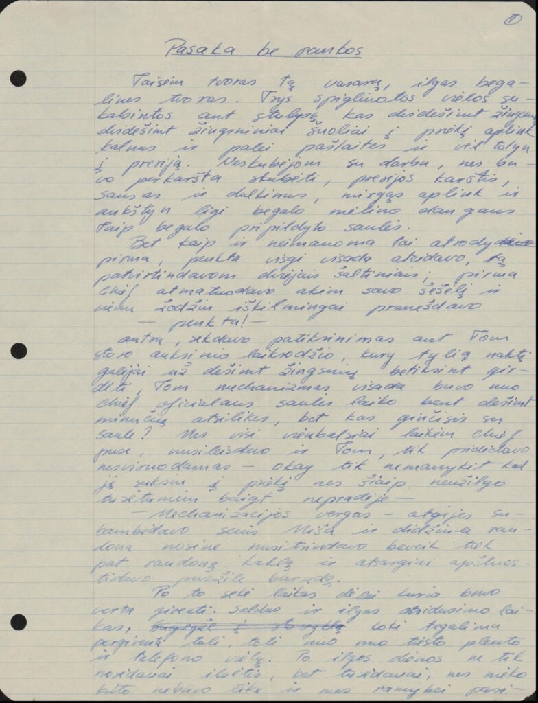 K. Almeno apysakos „Pasaka be rankos“ fragmentas. JAV, apie 1955 m. MLLM 32748