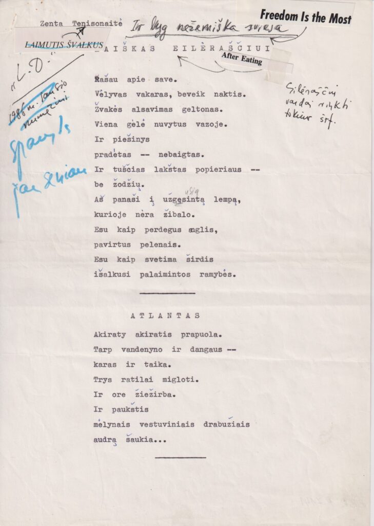 Eilėraščiai, kurie buvo siųsti B. Brazdžioniui, su jo prierašais. BBR P7141