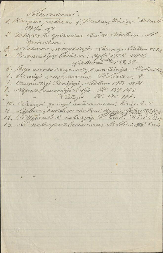 „Atsiminimai“. ~1926–1933 m. MLLM GEK 12335