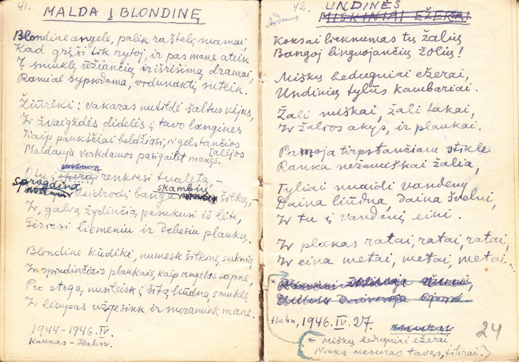 Rankraštis. H. Radausko užrašų knygelė. Eilėraščiai. 1935-VI-20, Gikoniai–1951 01 24, Chicago. MLLM 148221