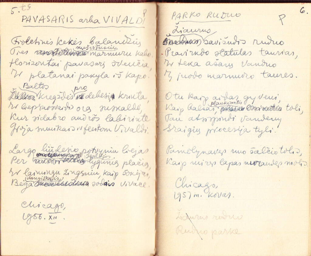 Rankraštis. H. Radausko užrašų knygelė. Eilėraščiai. 1935-VI-20, Gikoniai–1951-01-24, Chicago. MLLM 148221
