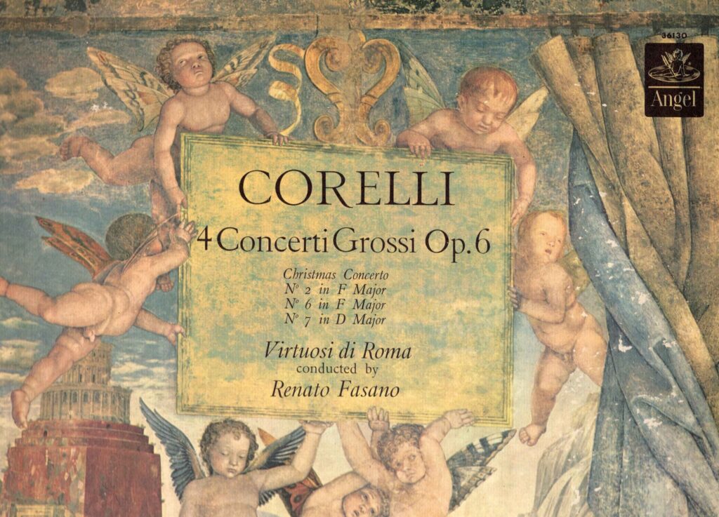 Corelli 4 Concerti Grossi Op. 6; Virtuosi di Roma conducted by Renato Fasano. Pagaminta U.S.A. Yra kietas kartono vokas. MLLM 148121