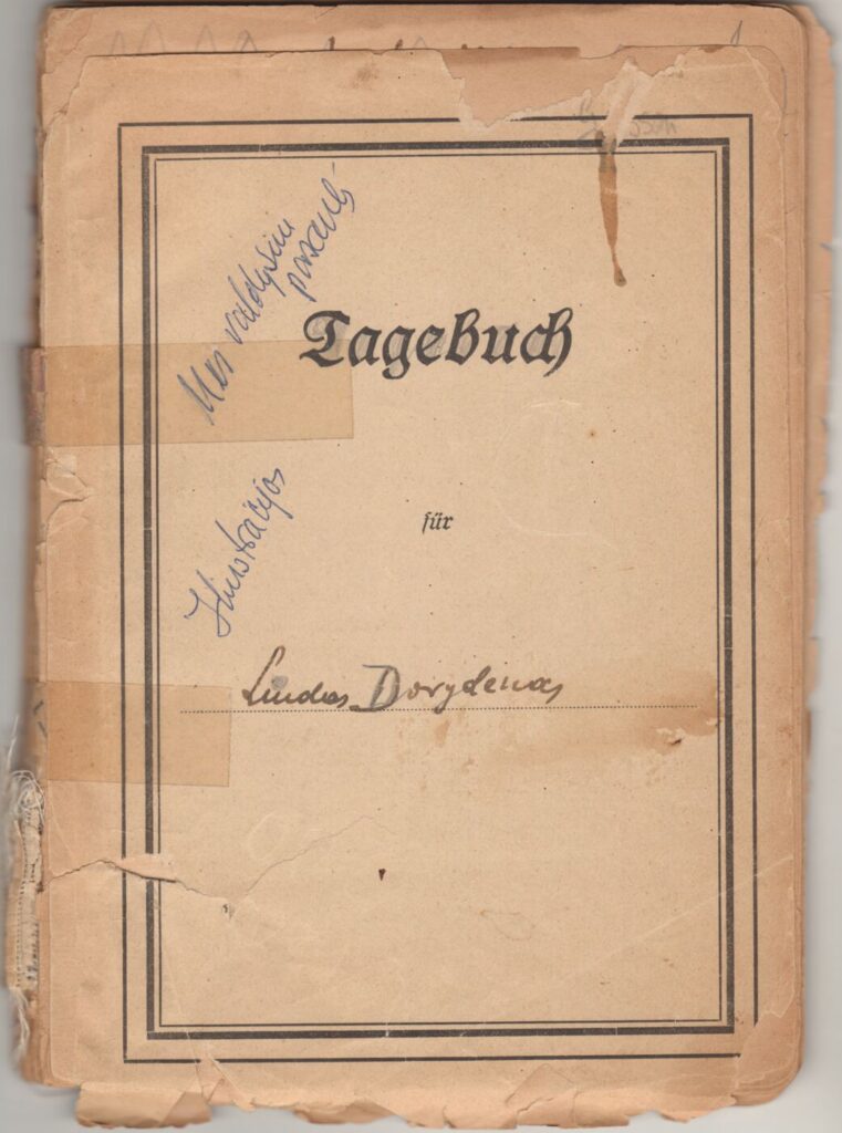 L. Dovydėno užrašų sąsiuvinis Tagebuch. „Mes valdysim pasaulį” [užrašai]. Rašyta Vokietijoje 1944–1949 m. MLLM 109908