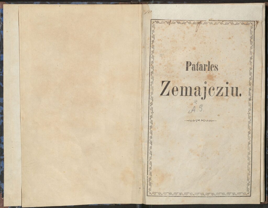 M. Valančius. Patarles zemajcziu. Tilžė, 1867 m. MLLM 29267