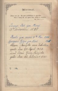 Biblija, tai esti visas Šventas Raštas Seno ir Naujo testamento. Berlynas, 1897 m. MLLM 7159. Puslapis „Mirimai“