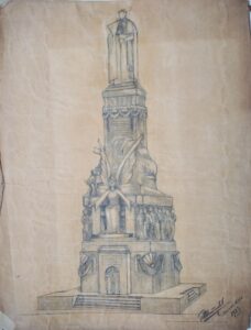 Motiejaus Valančiaus paminklo eskizas. Dailininkas Matas Menčinskas. Buenos Airės, 1932 m. MLLM 1104/1