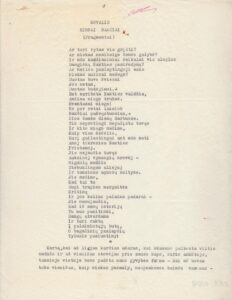A. Šešplaukio-Tyruolio vertimo mašinraštis „Novalis / Himnai nakčiai / (Fragmentai)“. JAV. BBR 10012