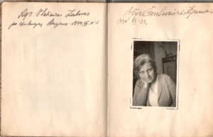 Sofija Kymantaitė-Čiurlionienė. Įrašas D. Sruogaitės albumėlyje. BVSNM 1262