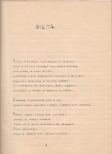 J. Kėkšto rankraštinės knygos fragmentas – eilėraštis Pieta. 1950 m. MLLM 104620