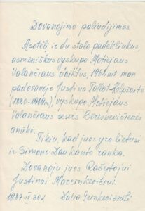 Rankraštis. D. Grinkevičiūtės „Dovanojimo paliudijimas“. MLLM 75375