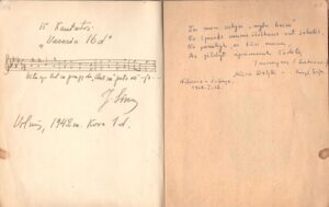 Julius Sinius ir Kazys Saja. Įrašai D. Sruogaitės albumėlyje. BVSNM 1262